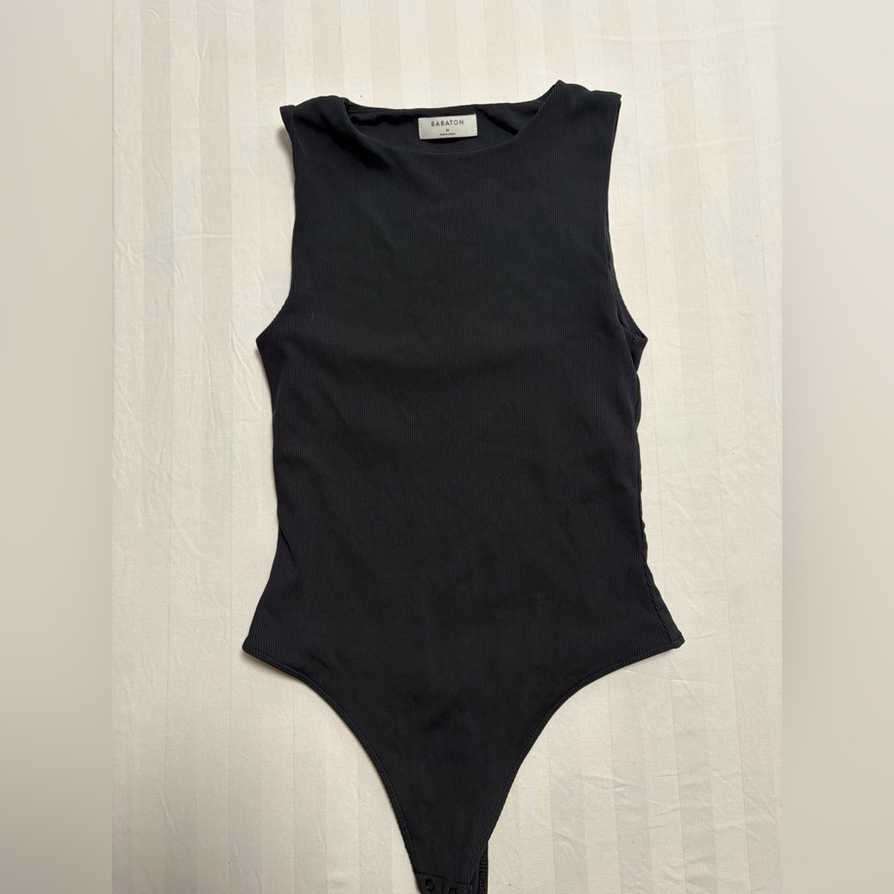Babaton Aritzia Ribbed Sleeveless Bodysuit Black Size M